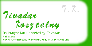 tivadar kosztelny business card